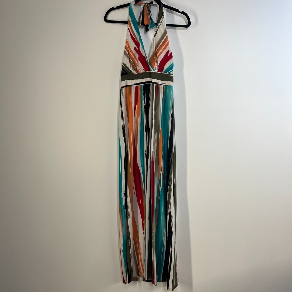 Max and Cleo Striped Halter Maxi Dress M/L
